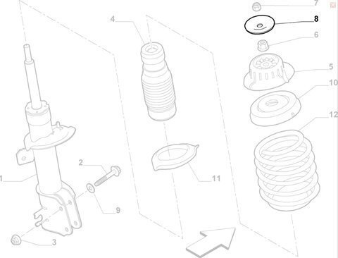 Uloženie tlmiča hornej - tanier