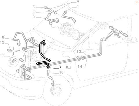 Brzdová rúrka ku kolesu ľavá L