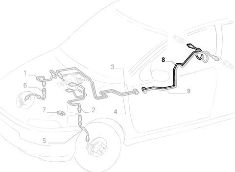 Brzdová rúrka zadná pravá P orig.