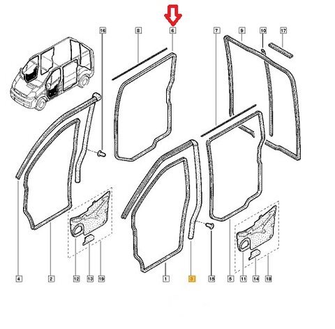Tesnenie posuvných dverí - pravé