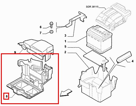 Držiak batérie (03-)