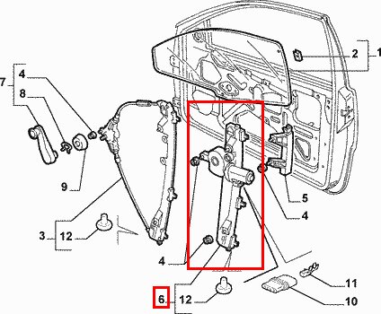 Stahovačka okná predná pravá P 3dv, 5dv