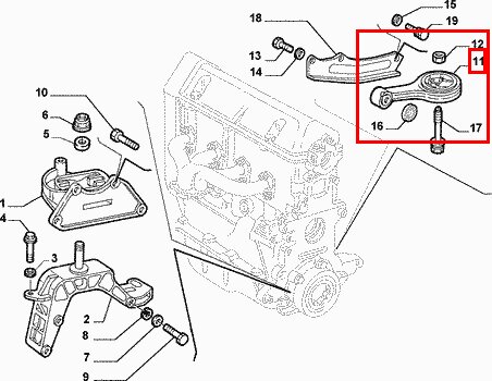 Držiak motora kosť 46528871