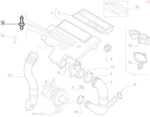 Kolík (svorník) vzduchového filtra