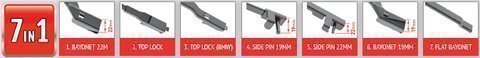 Plochý stierač s adaptérmi MULTI CLIP 600 mm