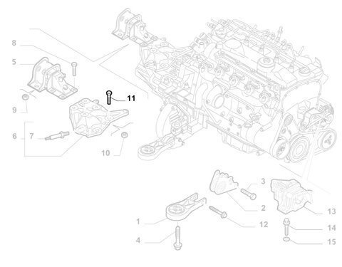 Skrutku uchytenia držiaku prevodovky