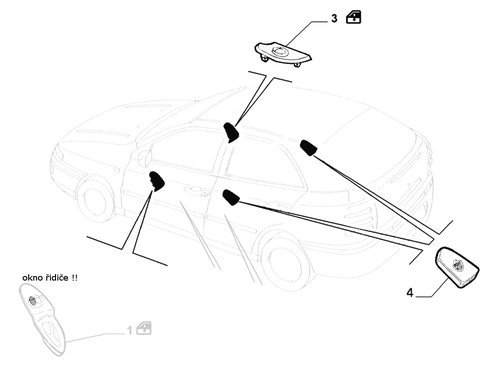 Tlačidlo sťahovania okna čierne 99- biely konektor