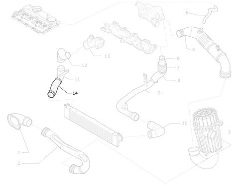 Hadice sania od intercooler k plastovému kolenu P9240