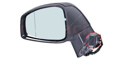 Ľavé zp. zrkadlo el. ovládané vyhrievané asférické el. sklopné s blikačom a tepl. čidlom pre lak (10pinů)
