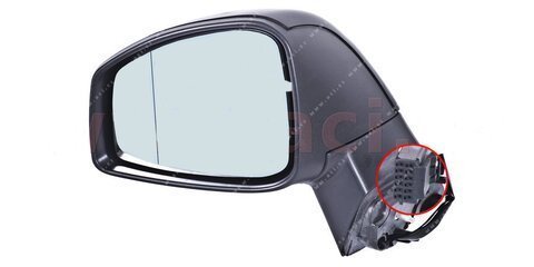 Ľavé spätné zrkadlo elektricky ovládané vyhrievané asférické elektricky sklopné s blikačom a teplotným čidlom pre lak - 10pinov