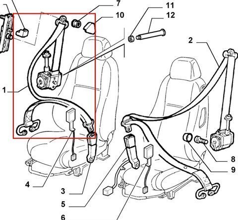 Bezpečnostný pás pravý predný