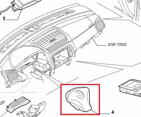 Airbag vodiča - modrý znak orig.