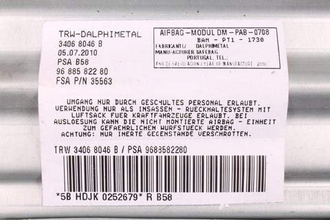 Airbag spolujazdca 9688582280