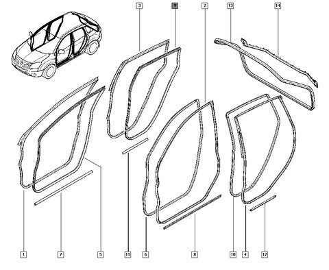 Tesnenie pravých zadných dverí vnútorné