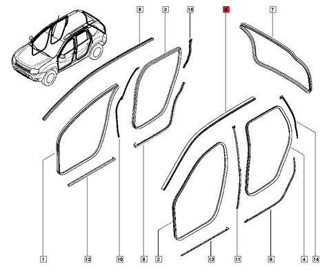 Ľavej tesnenia strechy
