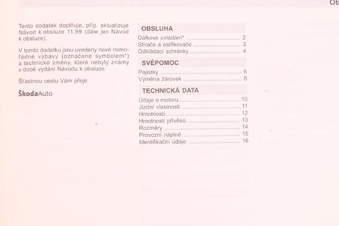 Dodatok návodu na obsluhu 11.99 FABIA CZ